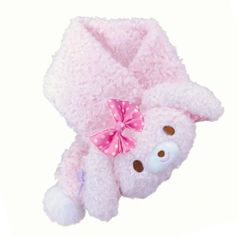 

Bonbonribbon Bunny Plush Scarf Women Anime Pink Lolita Kawaii Cute Winter Scarves Neck Warmer Cover