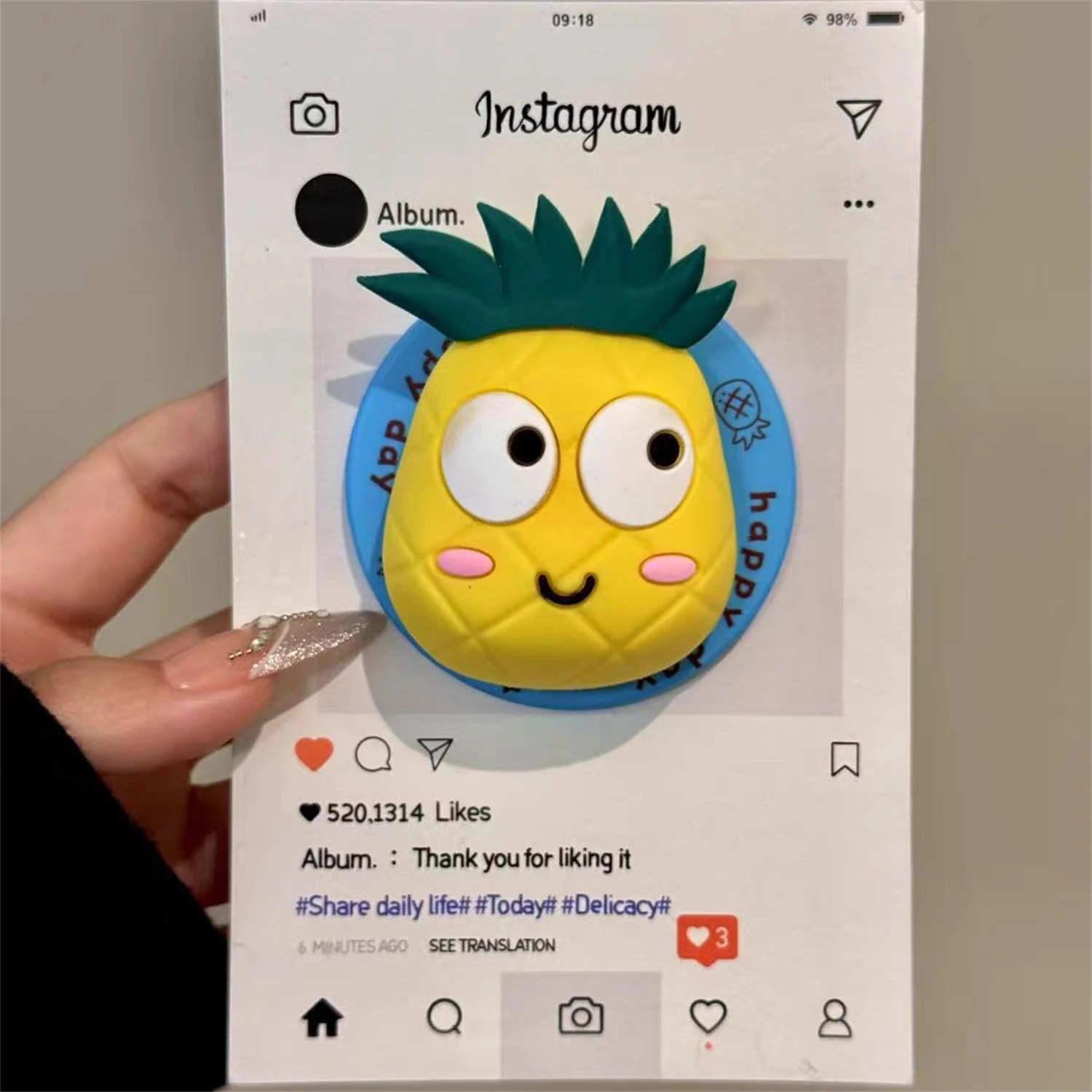 

Милая улыбающаяся магнитная подставка с ананасом для Magsafe Grip Tok Griptok, кронштейн, держатель для телефона, поддержка IPhone, Samsung, Pad Smart Tok