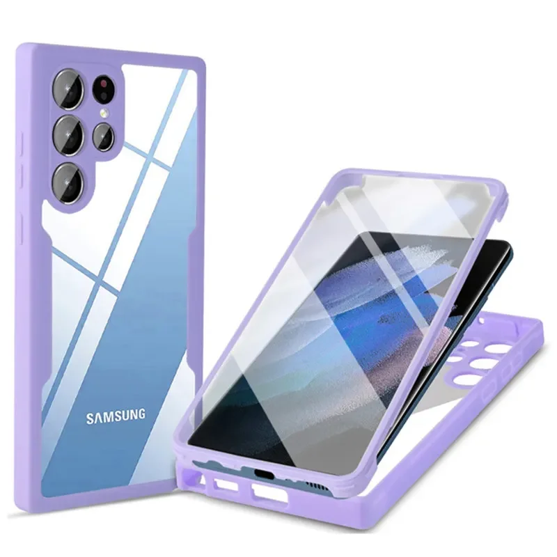 360 Full Body Protection Case For Samsung Galaxy S24 S22 Ultra S21FE S23 Plus A13 A32 A52 A72 A73 Front Screen Shockproof Cover