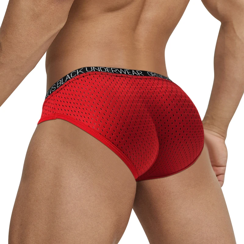 Gay Men Brief Sexy Panties Mesh Sexy Underwear Male Slip Breathable Low Waist U Convex Mens Underware Comfortable Cueca