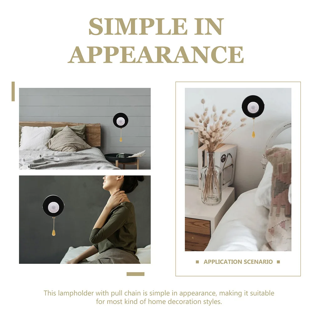Stainless Steel Pull Chain Lampholder Bedside Lamp Switch Durable Easy to Clean and Replace Wall Light Accessory