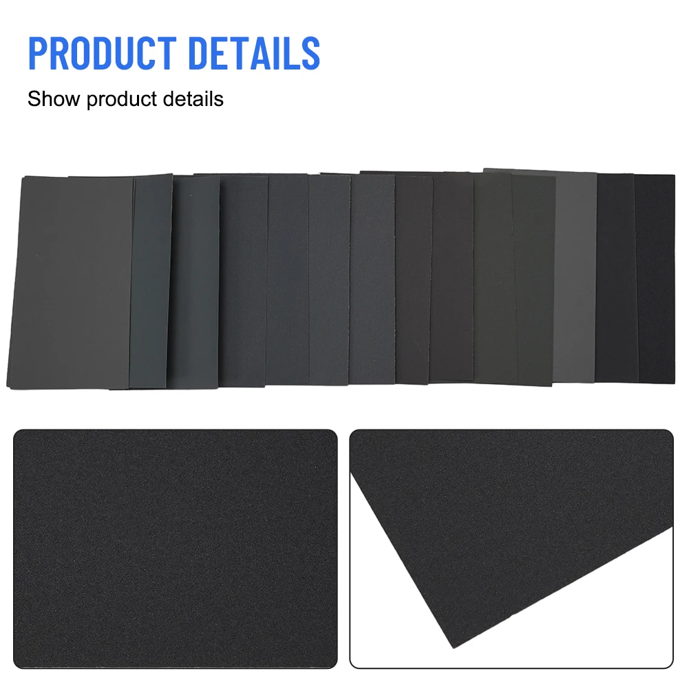 15Pcs Sandpaper 3*5 1/2inch Car Body Ceramic Glass Metal Plastic Sand Silicon for carbide Wet/Dry Portable Pratical