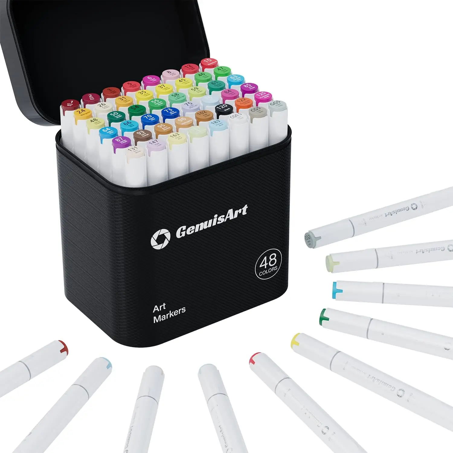 

49 Alcohol Markers with Bleeding-Proof Mat, Dual Brush & Chisel Tips for Coloring, Sketching & DIY