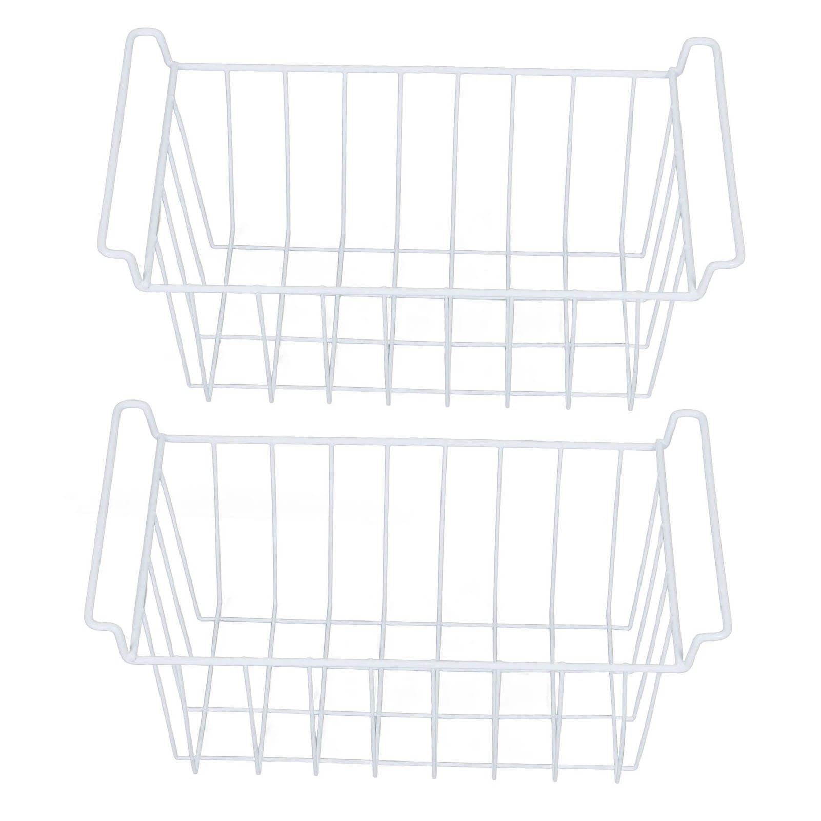 PE Coated Freezer Baskets, Large Steel Wire Storage Baskets, Smart Storage Solutions for Pantry Essentials, Rustproof, 19.5x9.6x