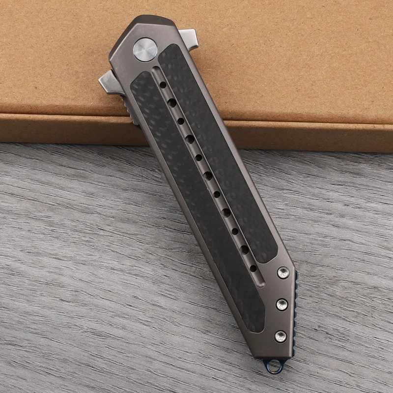 Outdoor Carbon Fiber Titanium Alloy Folding Knife Camping Survival Portable Multipurpose Play Cutting EDC Tool Knife