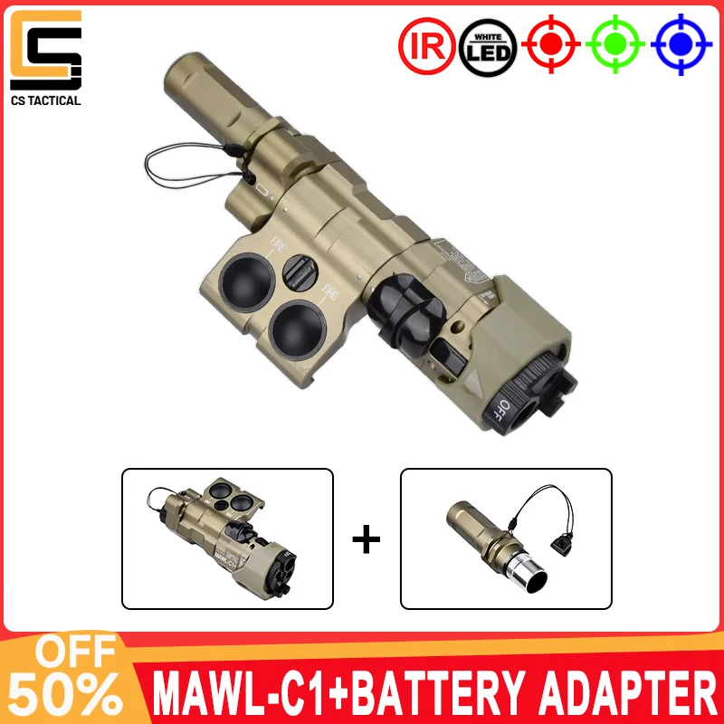 WADSN Metal CNC MAWL C1+ Laser Green Red Blue Dot Aiming Device IR Illumination With Latest AA Battery Accessroy Hunting Set