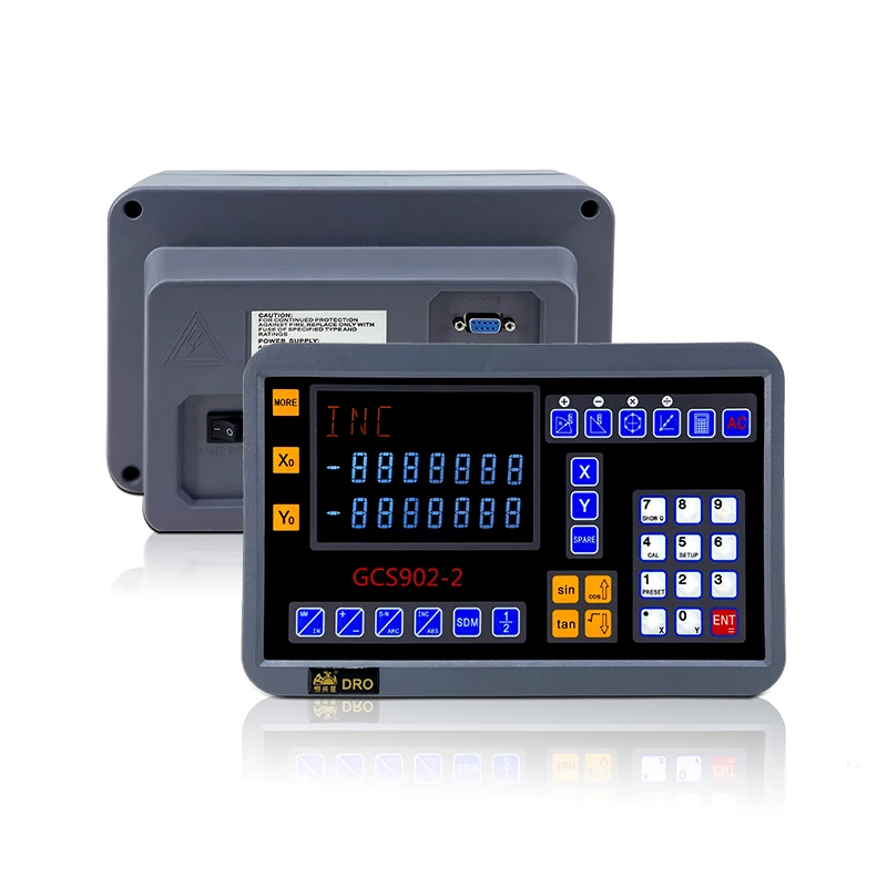 HXX 2 Axis Dro Display Screen Digital Readout GCS902-2 with High Precision 5micron 50-1000mm Linear Scales for Milling Machines