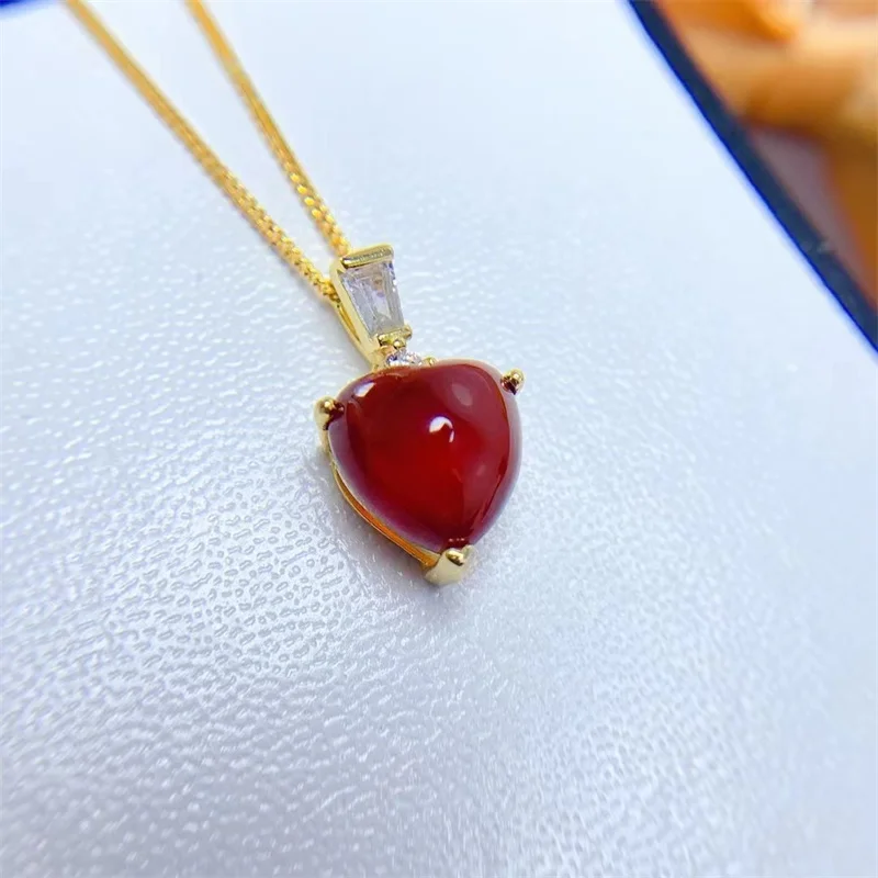 

Authentic 925 Sterling Silver Natural Smooth Face Garnet Genuine Necklace Pendant Women Fine Jewelry with Free Certificate