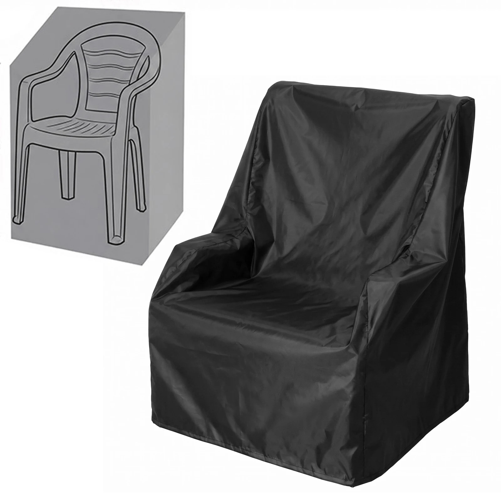 Outdoor Chair Cover Waterproof Dust Oxford Fabric Stackable Chair Storage Bag Furniture Protection Cover Wind-Proof Anti-UV