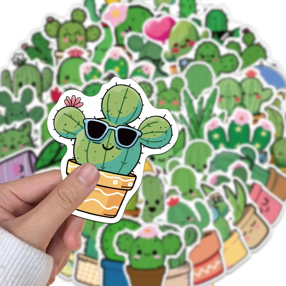 50PCS Creative Cartoon Cactus Stickers Handmade Account Decoration DIY Water Cup Skateboard Notebook Personalized Stickers