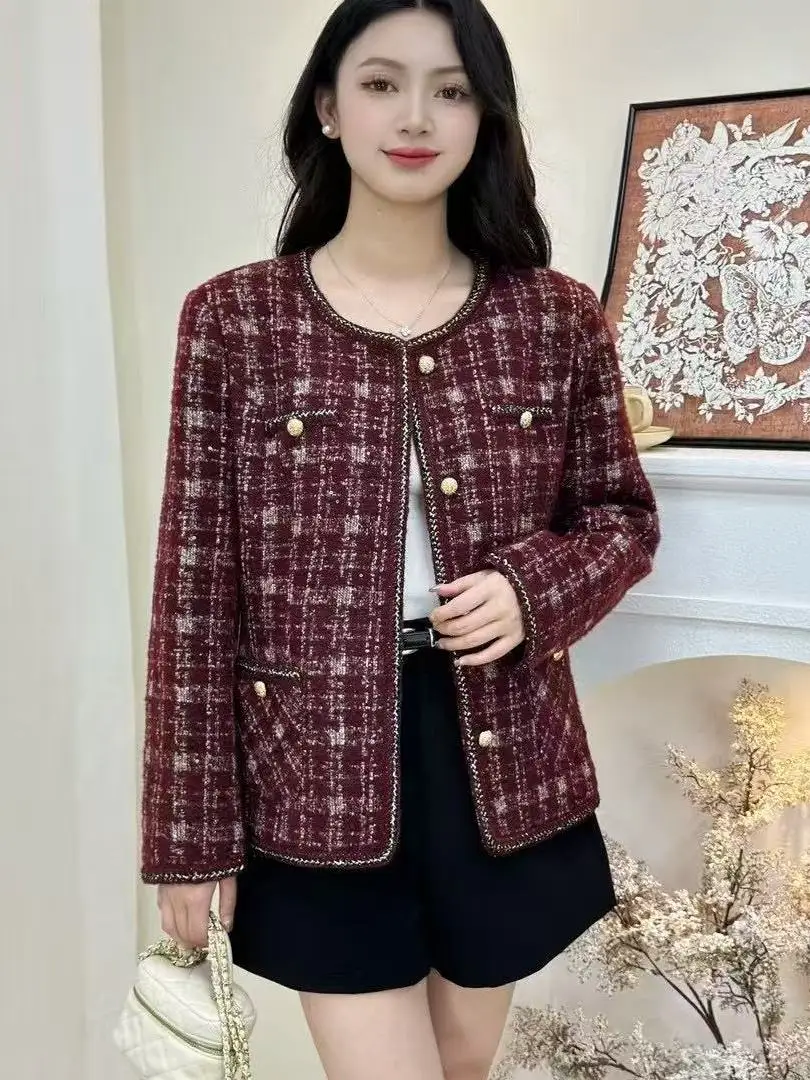 

Faionable Plaid ort Coat Women's Loose Casual Top Ele Autumn Wear Versatile Sli Outerwear for Ladies in China