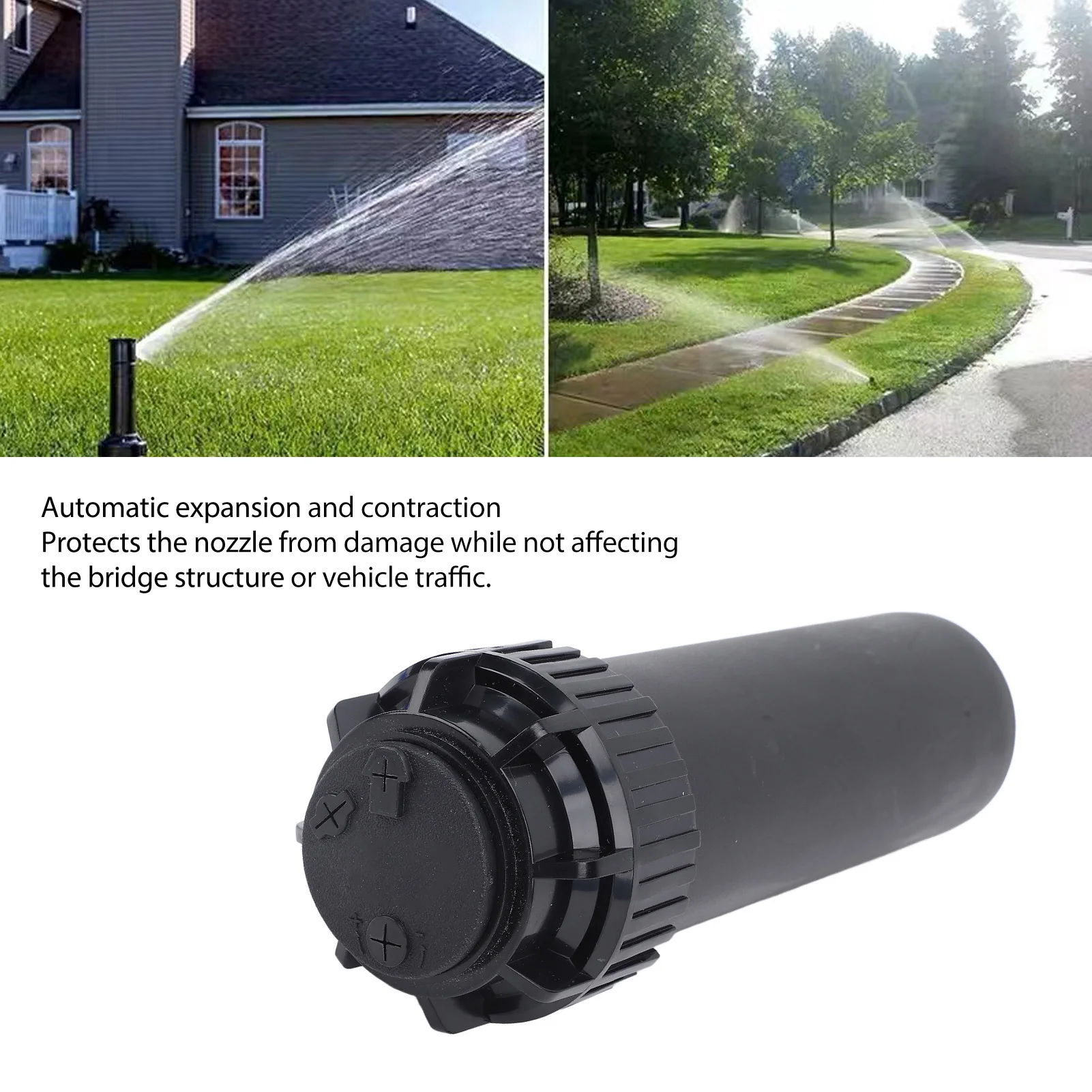 Telescopic Sprinkler Buried Retractable Sprinkler G3/4 Female Threaded Interface Plastic 40°‑360° Adjustable for Lawn