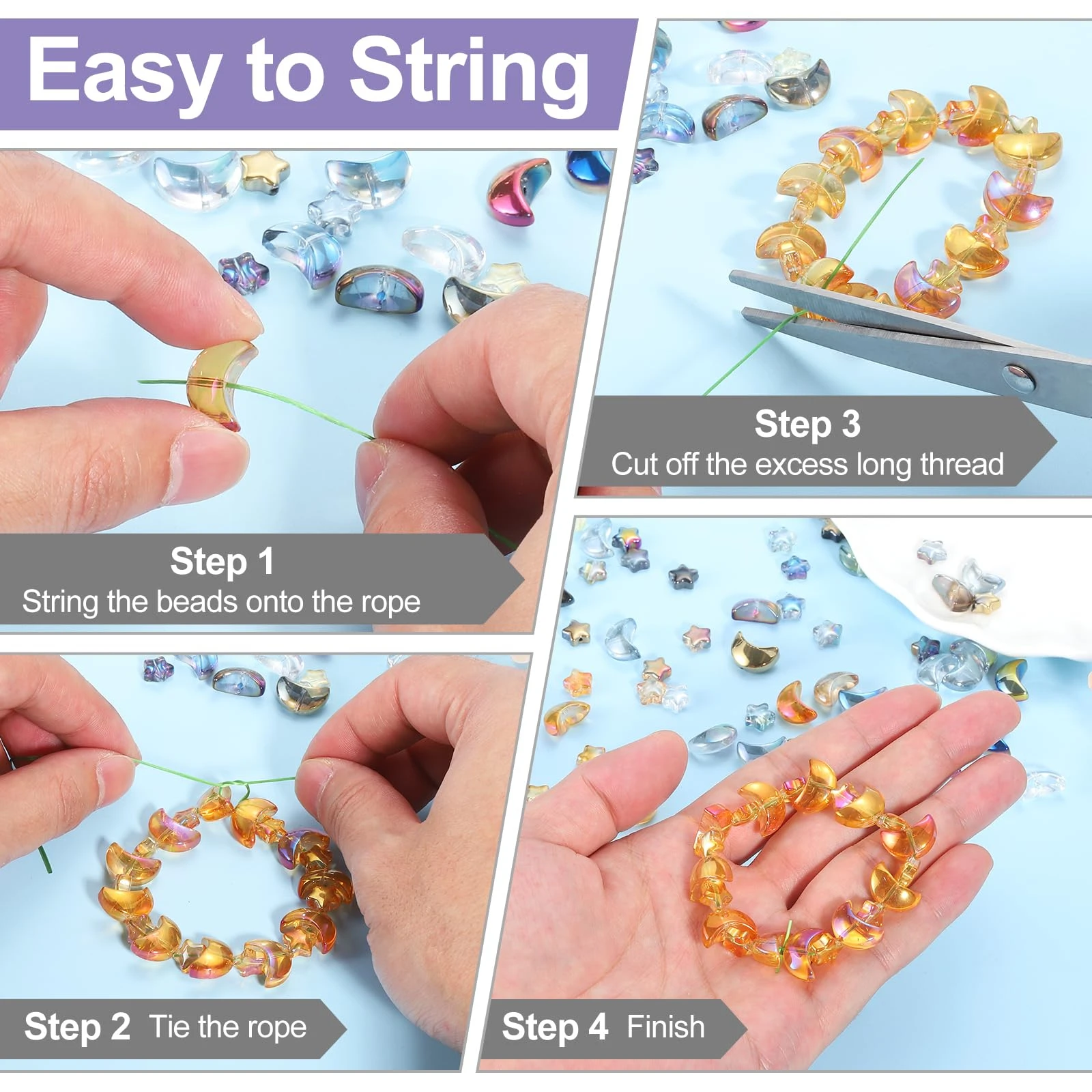 60Pcs Crystal Star Moon Pendants Mixed Glass Loose Beads Crafts for DIY Jewelry Making Handmade Earring Necklace Accessories image 6