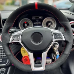 Anti-Slip Customized Carbon Fiber Leather Car Steering Wheel Cover For Mercedes Benz A-Class 2013-2015 CLA-Class 2013 C-Class