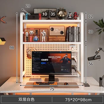 ชั้นวางของโลหะสไตล์ถ้ำชั้นวางของบนโต๊ะชั้นวางหนังสือตั้งโต๊ะสำหรับตกแต่งโต๊ะคอมพิวเตอร์ชั้นวางของในห้องน้ำเล่นเกมอีสปอร์ตแบบทำมือ