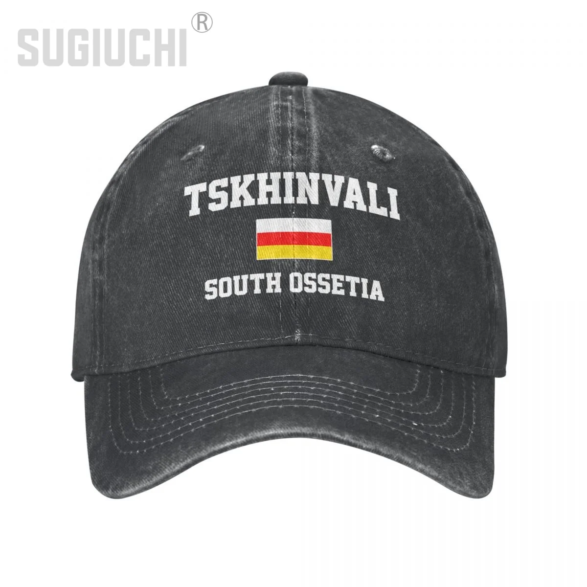 Flag of South Ossetia Tskhinvali Unisex Adult Charcoal Washed Denim Baseball Cap Men Vintage Cotton Dad Patriotic Trucker Hat