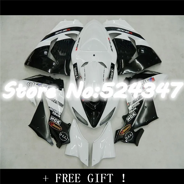 For KAWASAKI White black NINJA ZX10R 06-07 Body  ZX-10R 10R ZX 10R NEW WHITE 10 R 06 07 2006 2007 Fairing Kit for Ninja-Hey