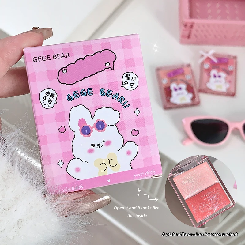 Gege Bear Palette di fard bicolore acquoso Idratante Colore espandibile e termoretraibile Crema Rouge a lunga durata