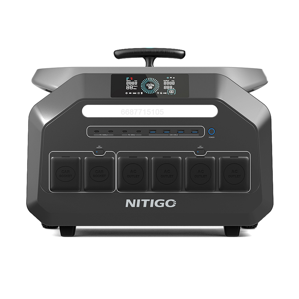 Nitigo 2048Wh Power Station Charging Station Ac Output Solar Generator 2400W Lifepo4 Battery Camping Portable Energy Storage P2400 Battery Generator for Family Emergency Supply Rv Camping Outdoor Emergency Kit