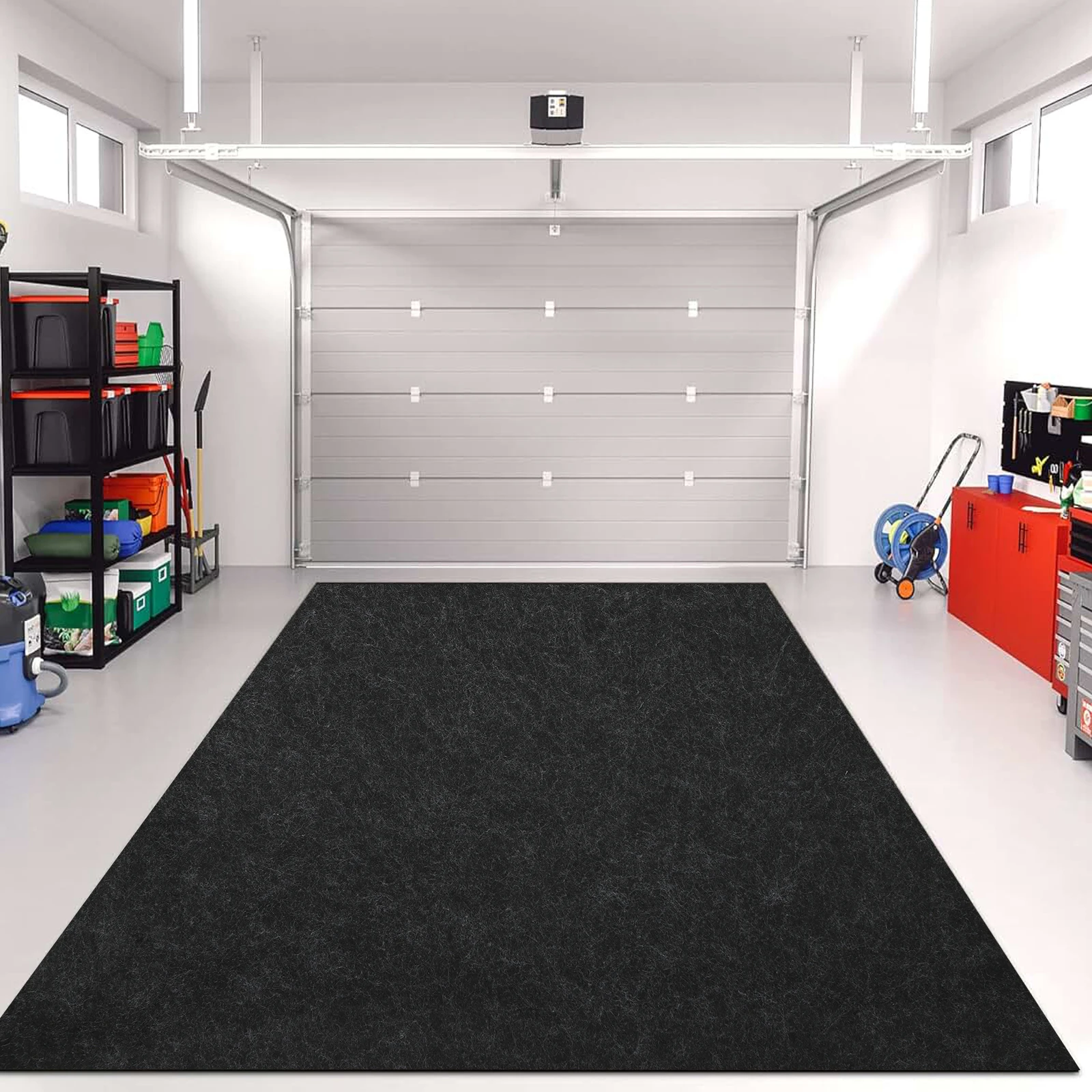 

Темно-серый напольный коврик для гаража (17x7,4 фута) — нетканый + полиэтилен (водостойкий/маслостойкий), противоскользящая подложка, легко чистится (вакуум/стирается), подходит для склада