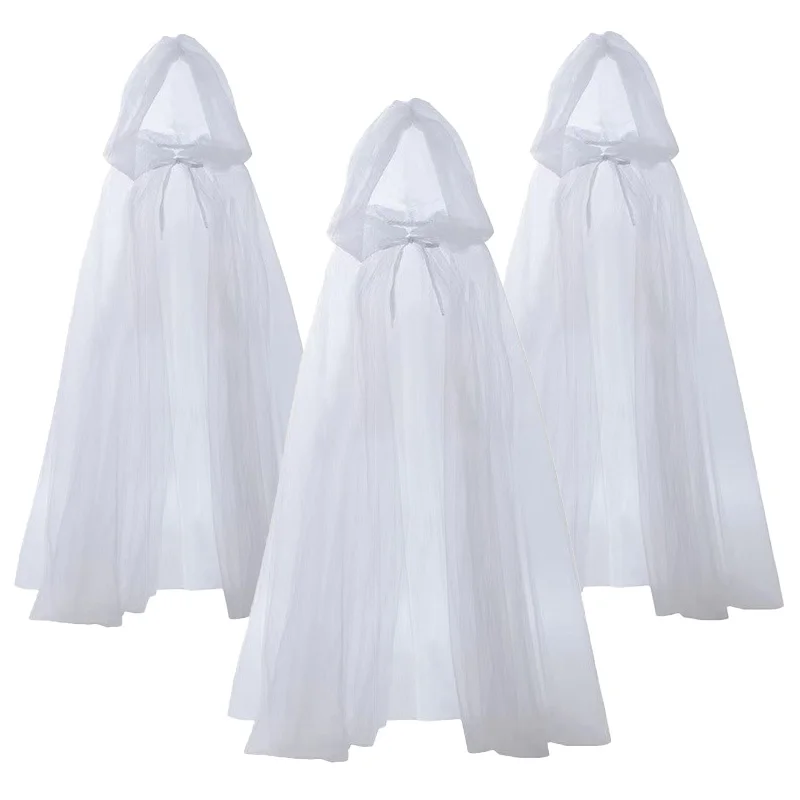 185cm Black White Multi-layer Mesh Cloak Halloween Male And Female Vampire Death Cloak Costume Cosplay Costume