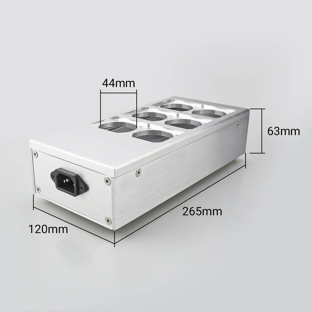 Hi-End EU AC Power Socket Supply Distributor Aluminum Shell 6 Outlet BOX for DIY HIFI Chassis silver