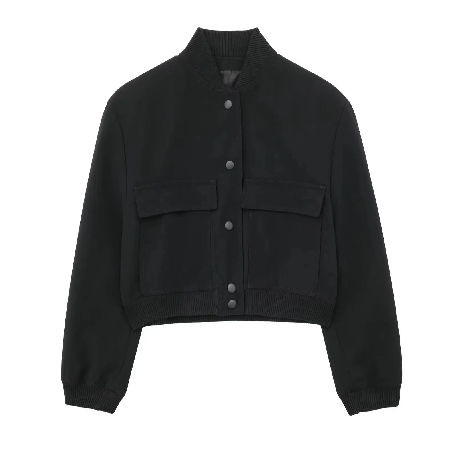 KIDCRKJ 여성용 봄 봄버 코트 라운드 넥 싱글 브레스티드 단색 여성 아우터웨어 다용도 캐주얼 파일럿 재킷