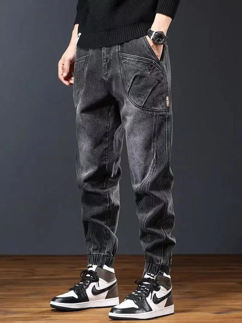 Retro American Casual Workwear Jeans Men's High End Versatile Trousers Harlan Wear Resistant Work Pants Loose Fit Youthful