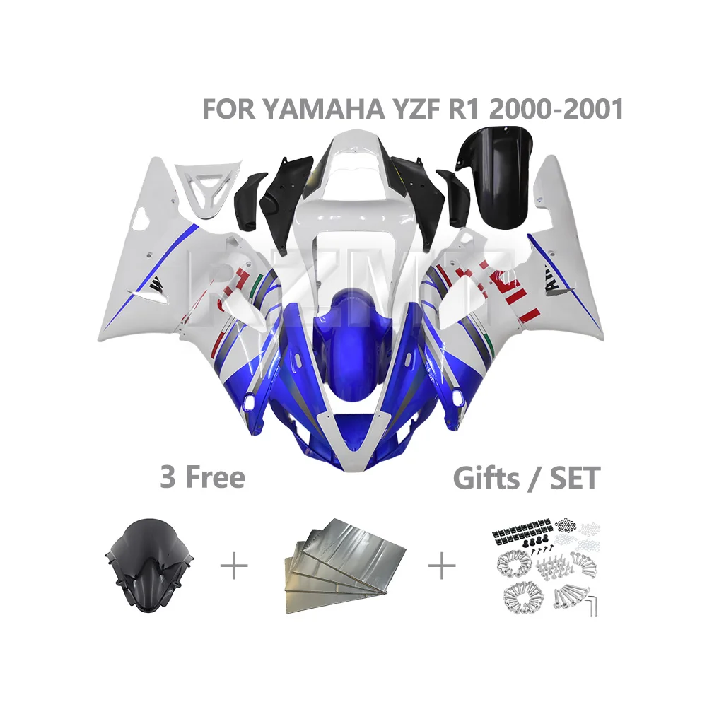

Инъекционный обтекатель, комплект кузова мотоцикла для YAMAHA YZF R1 2000-2001, полный комплект обтекателя из АБС-пластика, аксессуары Y1001-108a
