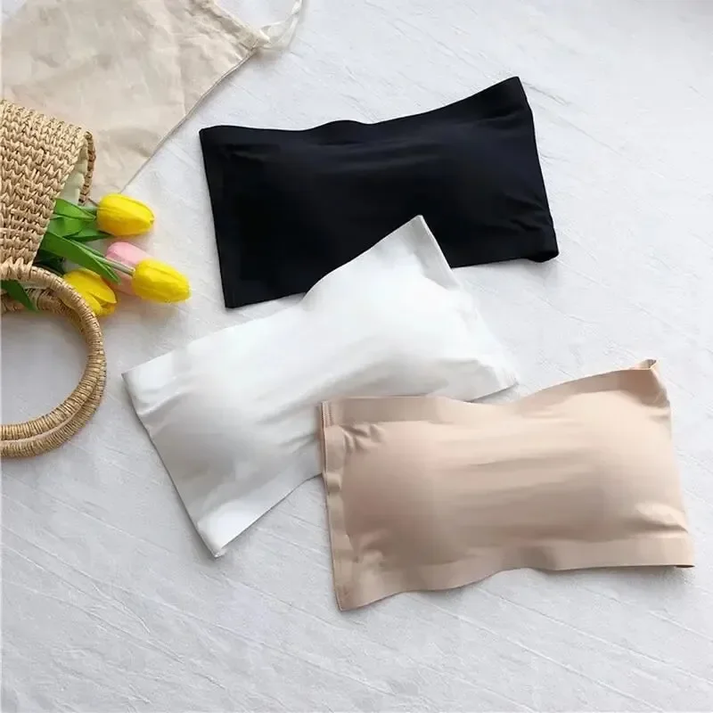 Seamless One-piece Tube Tops Women Removable Pads Intimates Basic Black/White/Skin Womens Strapless Invisible Bra Sexy Lingerie