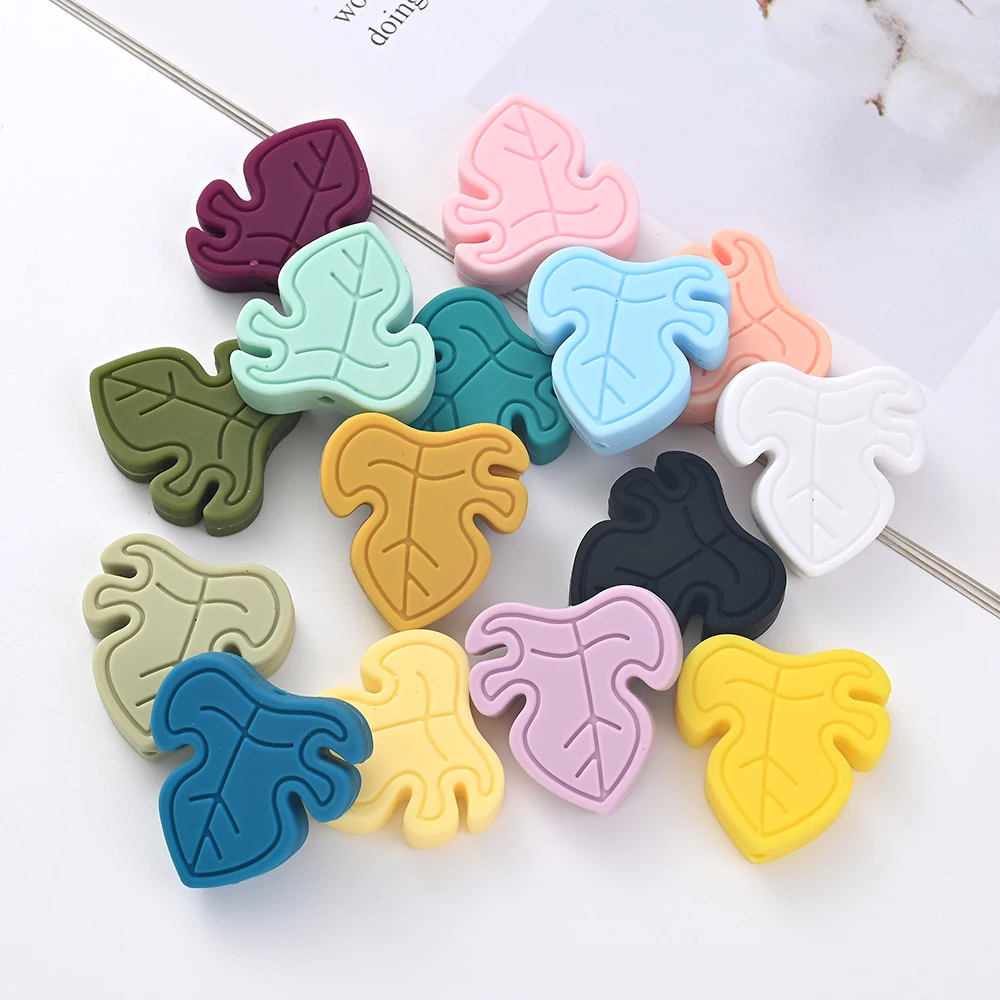 10Pcs Cartoon Colorful Leaf Silicone Beads Focal Beads DIY Accessories For Bracelet Keychain Necklace Keychain Jewelry Making