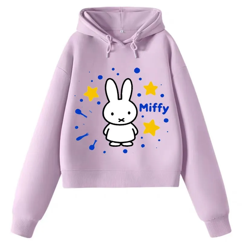 Nw Miffy-Jersey con capucha para hombre y mujer, camisa deportiva holgada de manga larga con estampado de dibujos animados Kawaii, suave y transpirable