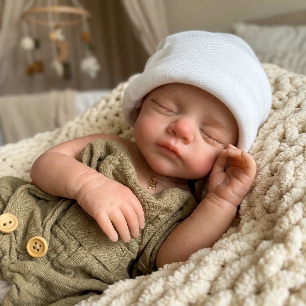 18 Inch Full Silicone Reborn Baby  Doll Sleeping Closed Eyes Lifelike Hand Painted Real Touch Collectible Birthday Gift