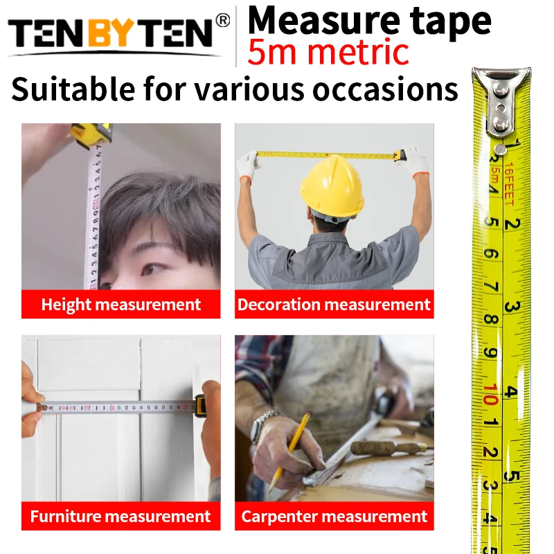 5M Tape Measure Metric Self Locking Steel Measuring Ruler Huinchas Cinta De Medir  Ruler Metal Steel Tape Length  Measure ﻿Tool