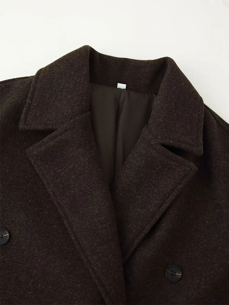 معطف فضفاض للنساء من NLZGMSJ موضة شتاء 2025 معطف شتوي مزدوج الصدر دافئ بأكمام طويلة سترة متوسطة الطول ملابس خارجية نسائية Y2K