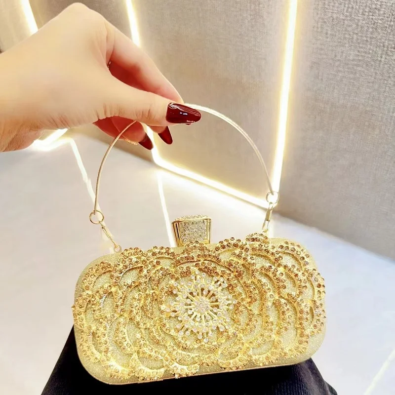 New Women\'s Dinner Clutch Bag Diamond Set Bag Line Up Banquet Bag Women\'s Hand Crossbody Bag