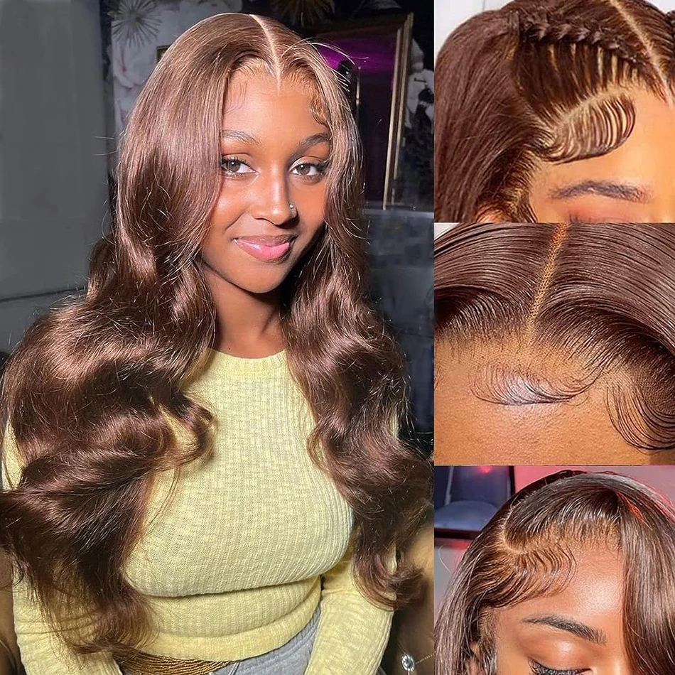 Chocolate Brown Lace Front Wigs Body Wave 13X6 Hd Lace Frontal Human Hair Wigs 100% Brazillian 13X4 30 34 Inch Colored Wigs