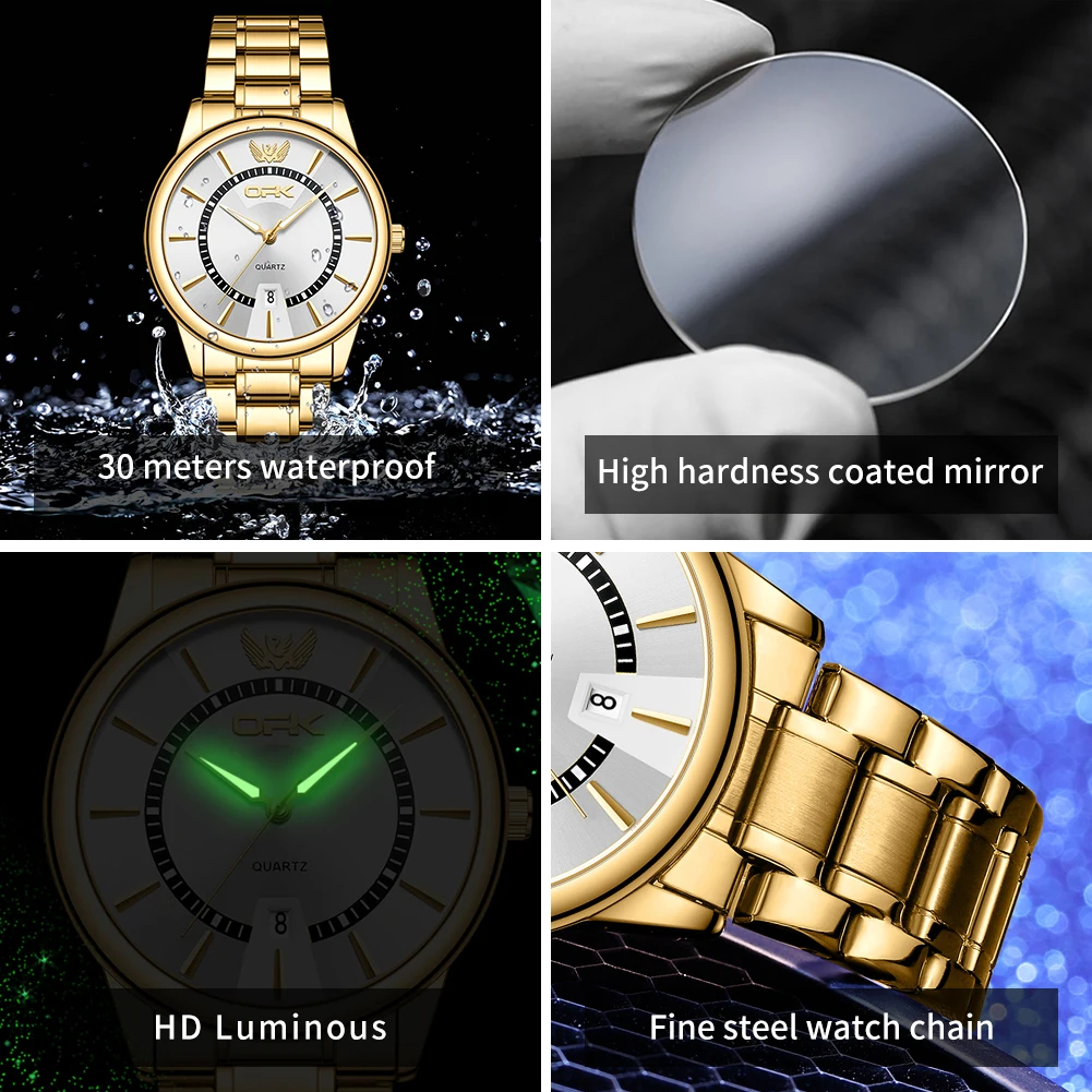 OPK brand waterproof men's steel strap quartz watch 6036 - Image 5
