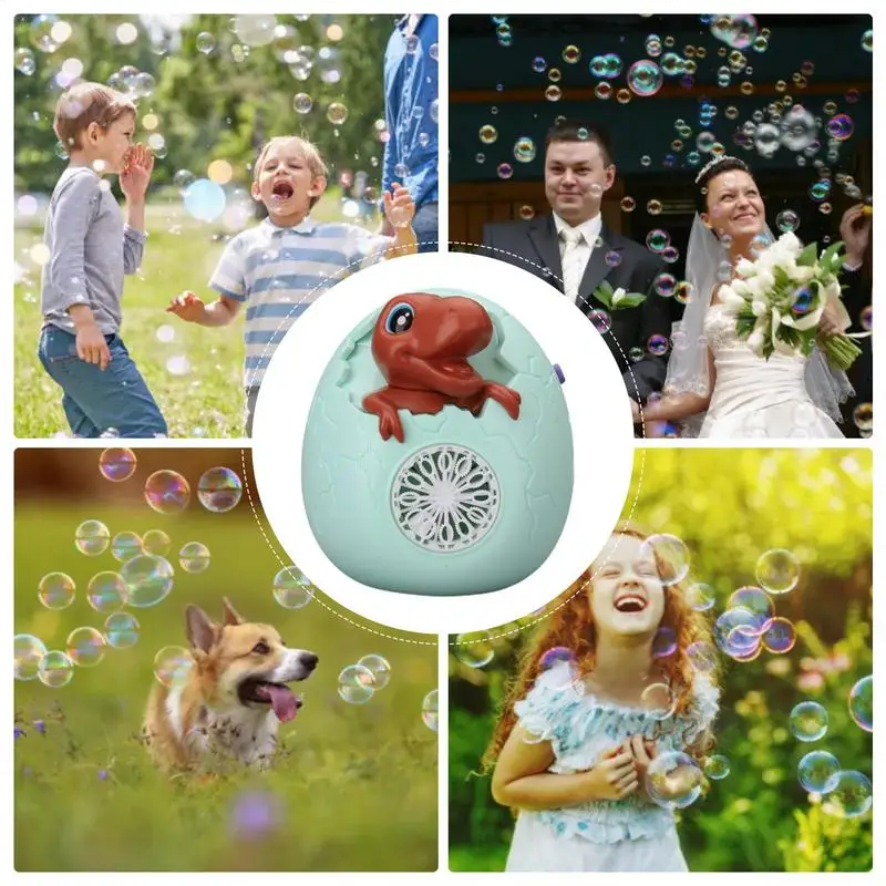 Bubble Blower Light And Sound Dinosaur Shape Bubble Wand Rechargeable Automatic 12-Hole Electric Machine Leak-Proof Design For