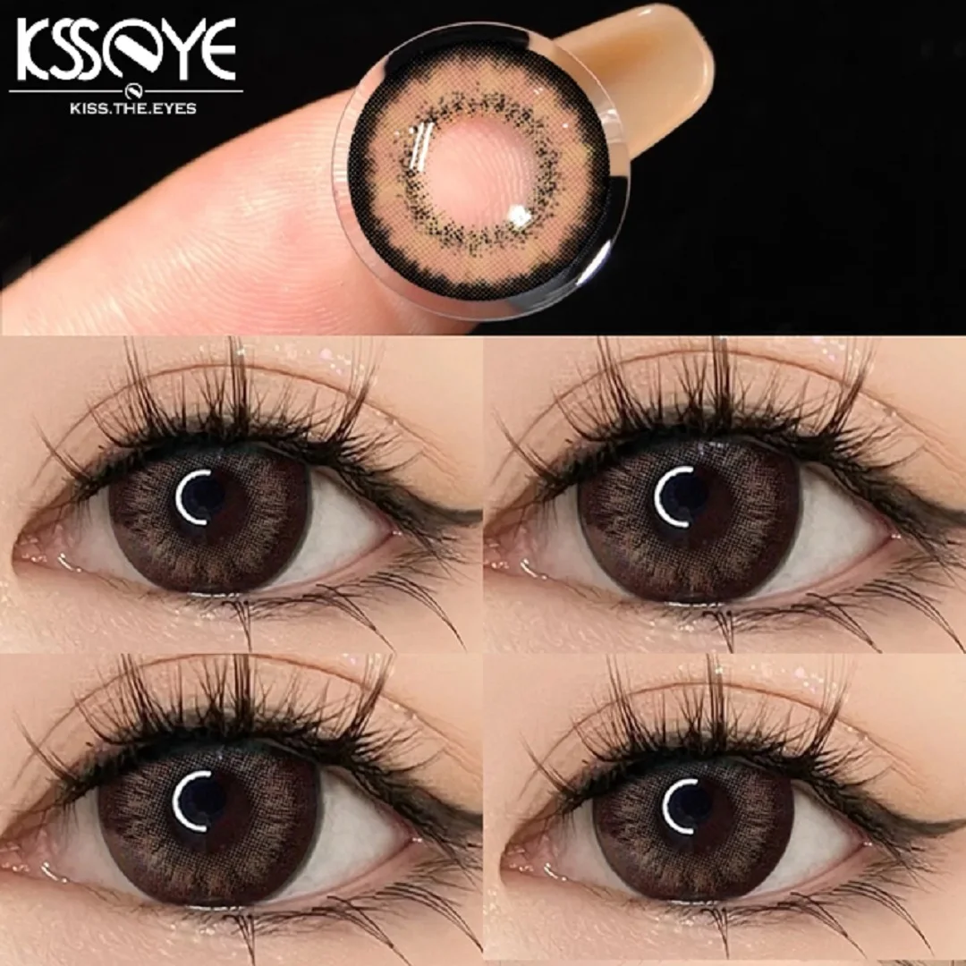 KSSEYE 2pcs Myopic Contact Lenses Color Contact Lenses Contact Lenses With Diopter Natural Grey Black Brown Lens High Quality
