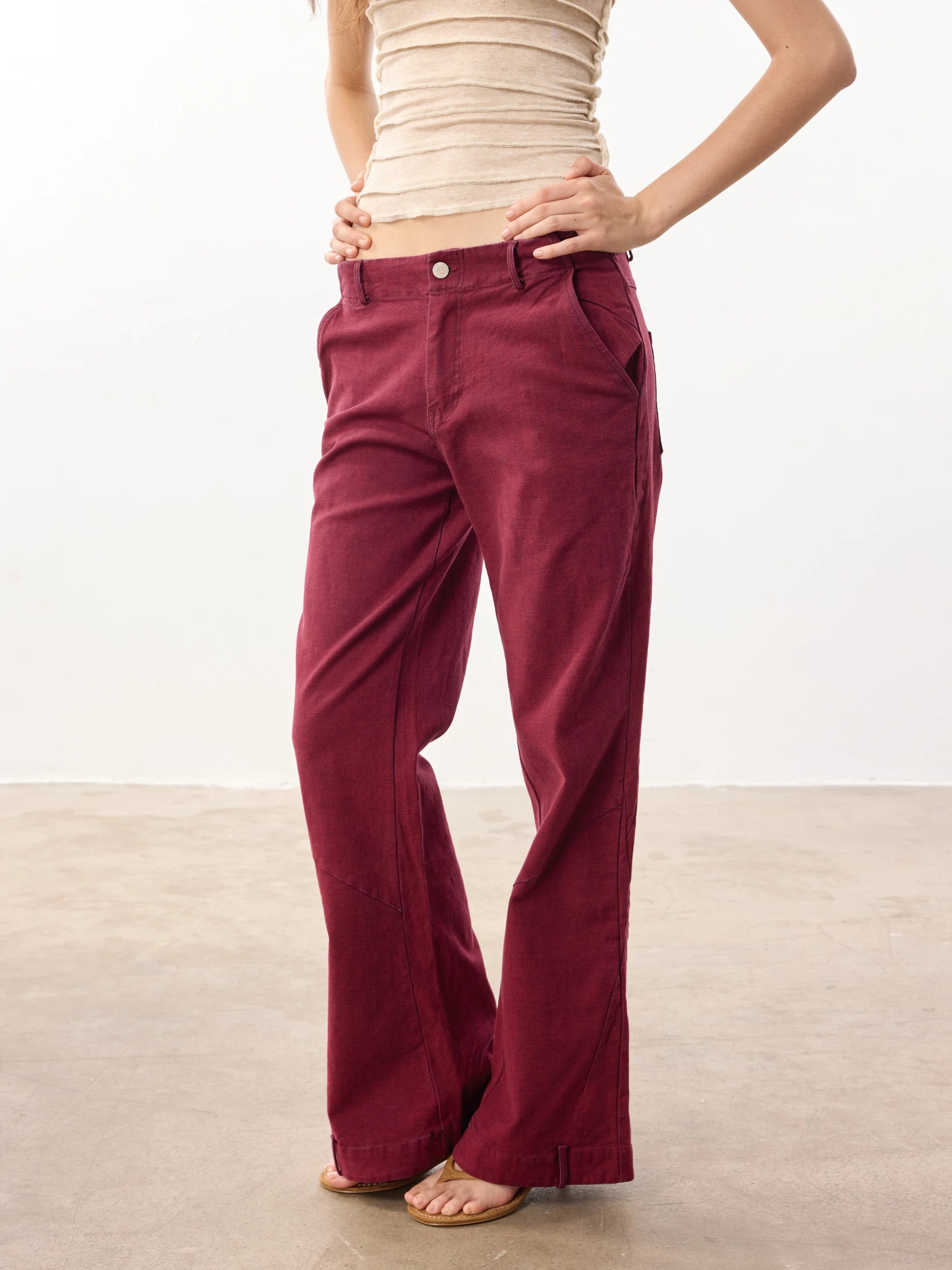 

Джинсы WILDERORE в стиле ретро, структурированные, красные, из денима, повседневные, слегка расклешенные, длинные брюки, женская повседневная одежда, стандартный крой