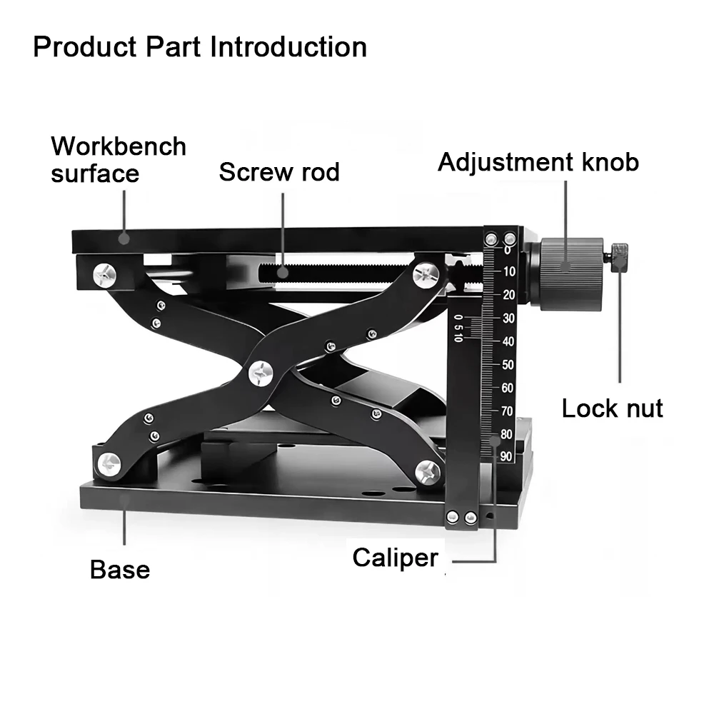 Z Axis Manual Scissor Lift Table Optical Vertical Lift Platform Trimming Displacement Platform HTZ210 HTZ120 for Laser Marking