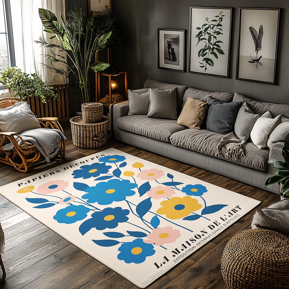 

Коврик с цветочным принтом, моющийся нескользящий домашний и уличный коврик, богемный домашний декор, современный фермерский дом, ковер для прихожей, ковер для гостиной