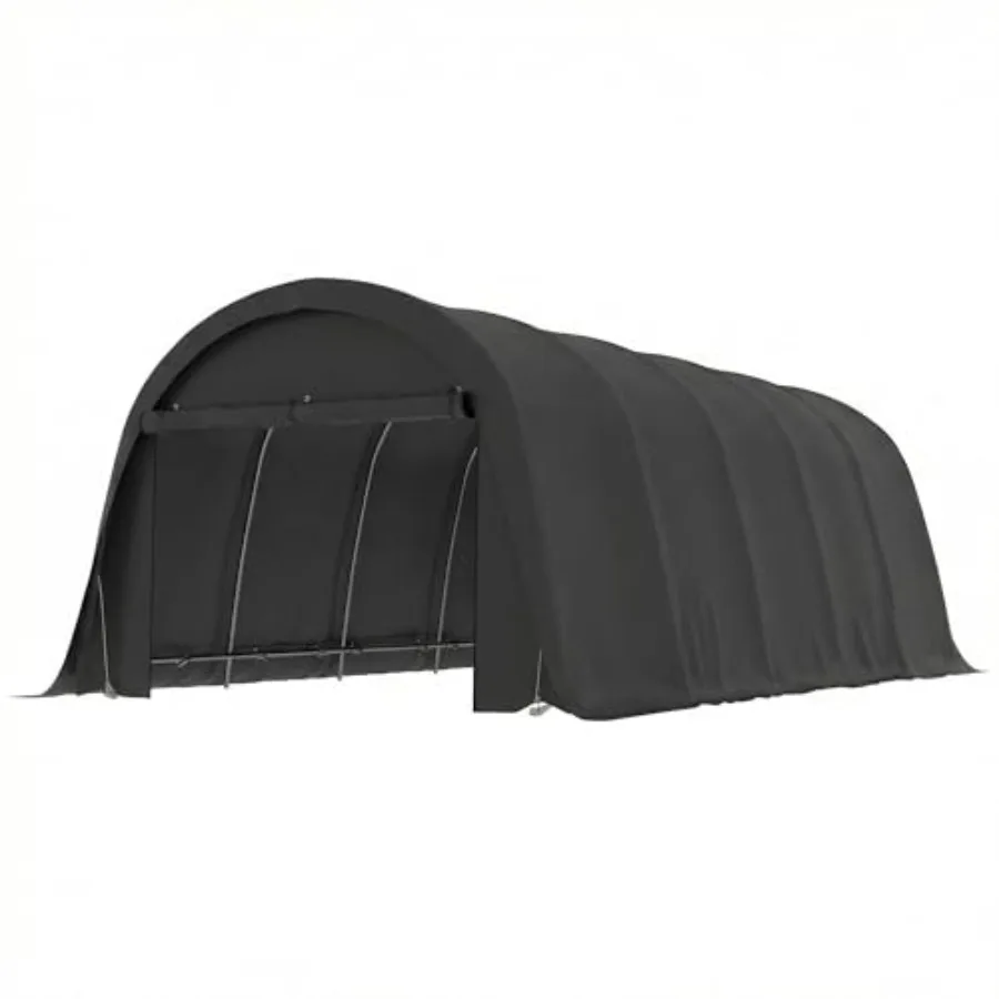Carport Canopy, 12 x 23.6 ft Dark Gray Heavy Duty Carport and Portable Garage Tent with UPF50+ Car Shelter, Galvanized Frame, L