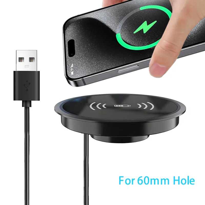 Eingebautes kabelloses Ladegerät für 58mm Loch – Verstecktes schnelles Laden für iPhone 17 16 15 14 13 12 Pro Max und Samsung S25
