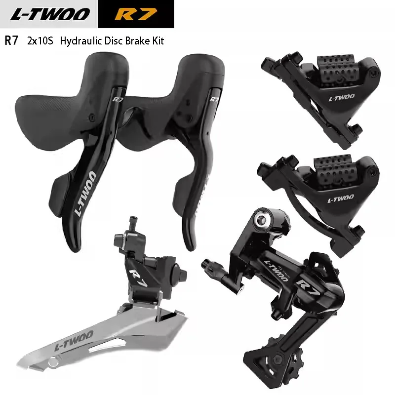 

L-TWOO R7 2x10 Speed Road Bike Hydraulic Disc Brake set Manual Transmission Kit Direct-mount Front Derailleur
