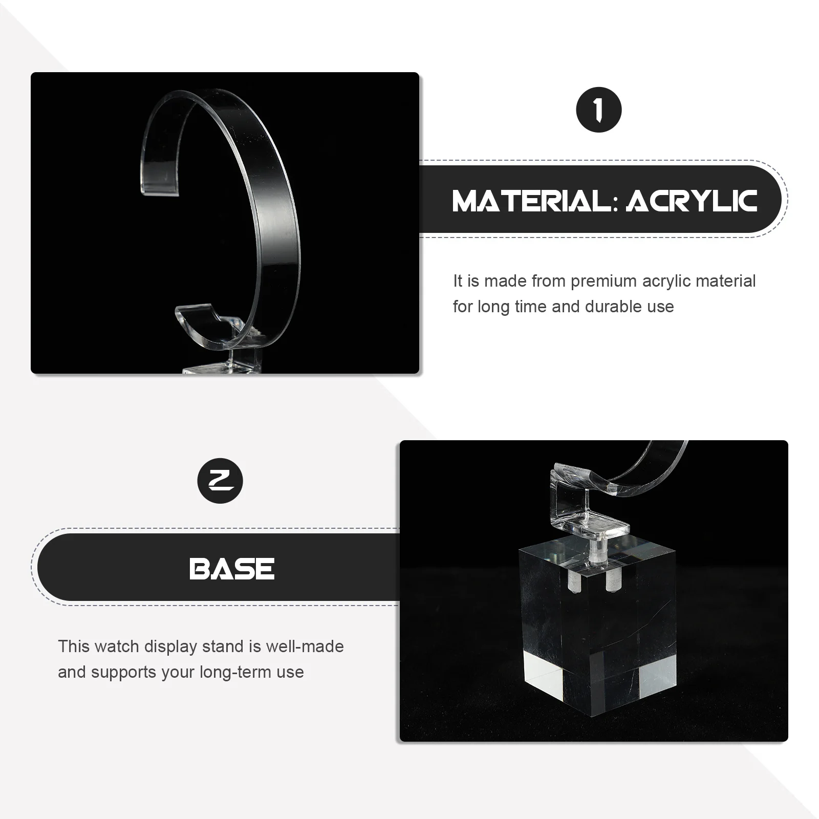 

3Pcs Acrylic Watch Display Racks -Shaped Holder Stand for Watches Scratch-Resistant Showcase Display Storage Organizer