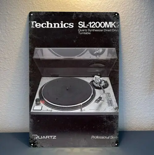 1f,Technics Vintage Audiophile Hi-Fi tocadiscos sl-12000mk2 cartel de Metal-20x30cm