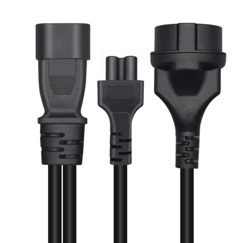 Y1UB C14 to C5 + EU4.8MM,C14 Splitter (32cm) IEC 320 C14 Male Plug to C5 +EU4.8MM Female Socket Y Split Power Extension Cable