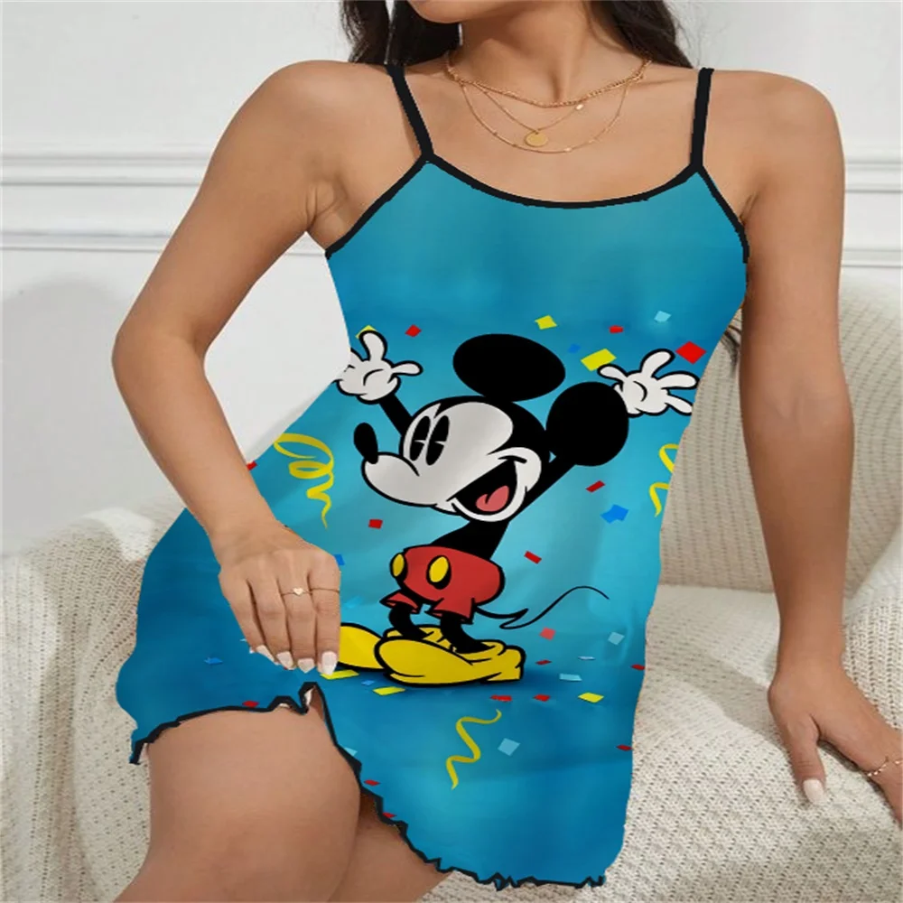 

Cartoon Pattern Print Sleepwear for Women Sexy Charming Trim Fitting Female Sleeping Dress New Summer Suspender Women's Pajama